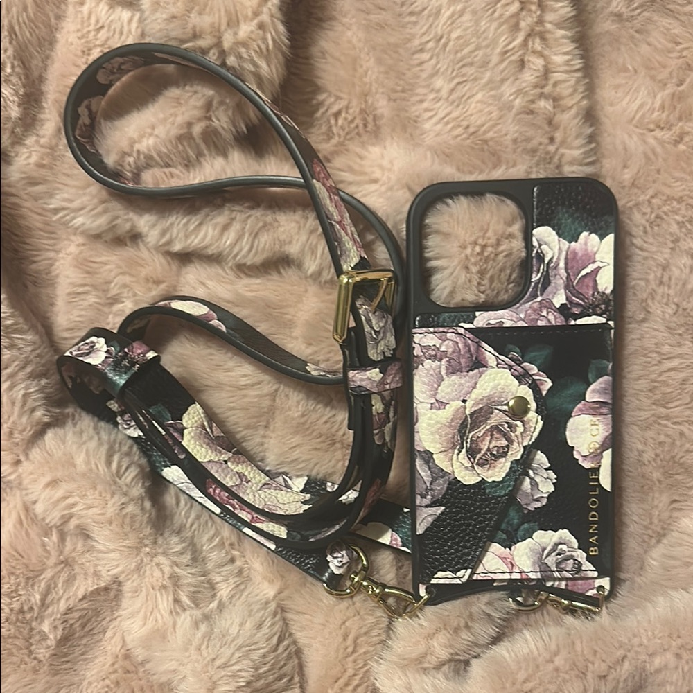 Bandolier Black and Pink Floral Phone Case for iPhone 13 Pro ( NOT Pro Max! )